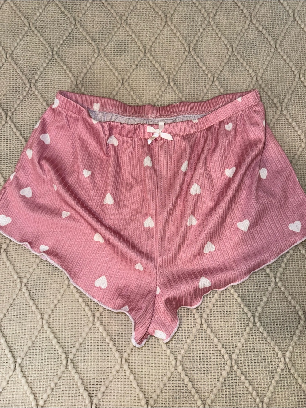 Women’s Heart-Print Satin Sleep Sets - Pink & Red XS - Picture 4 of 7